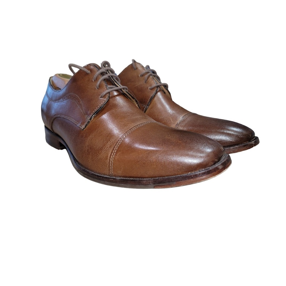 Johnston & Murphy McClain Men's Sheepskin Brown Cap Toe Dress Shoe Size 9.5 W